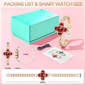 Hinge Rose Gold Bracelet with Red Floral Design